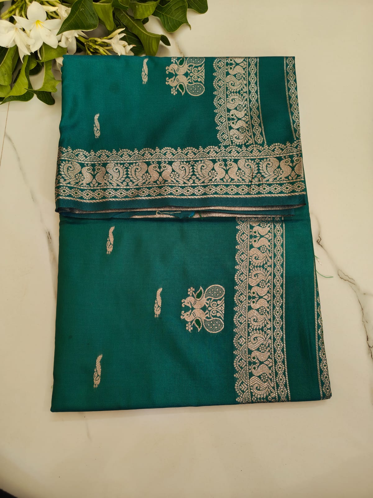 Royal Teal Peshwai Silk Saree