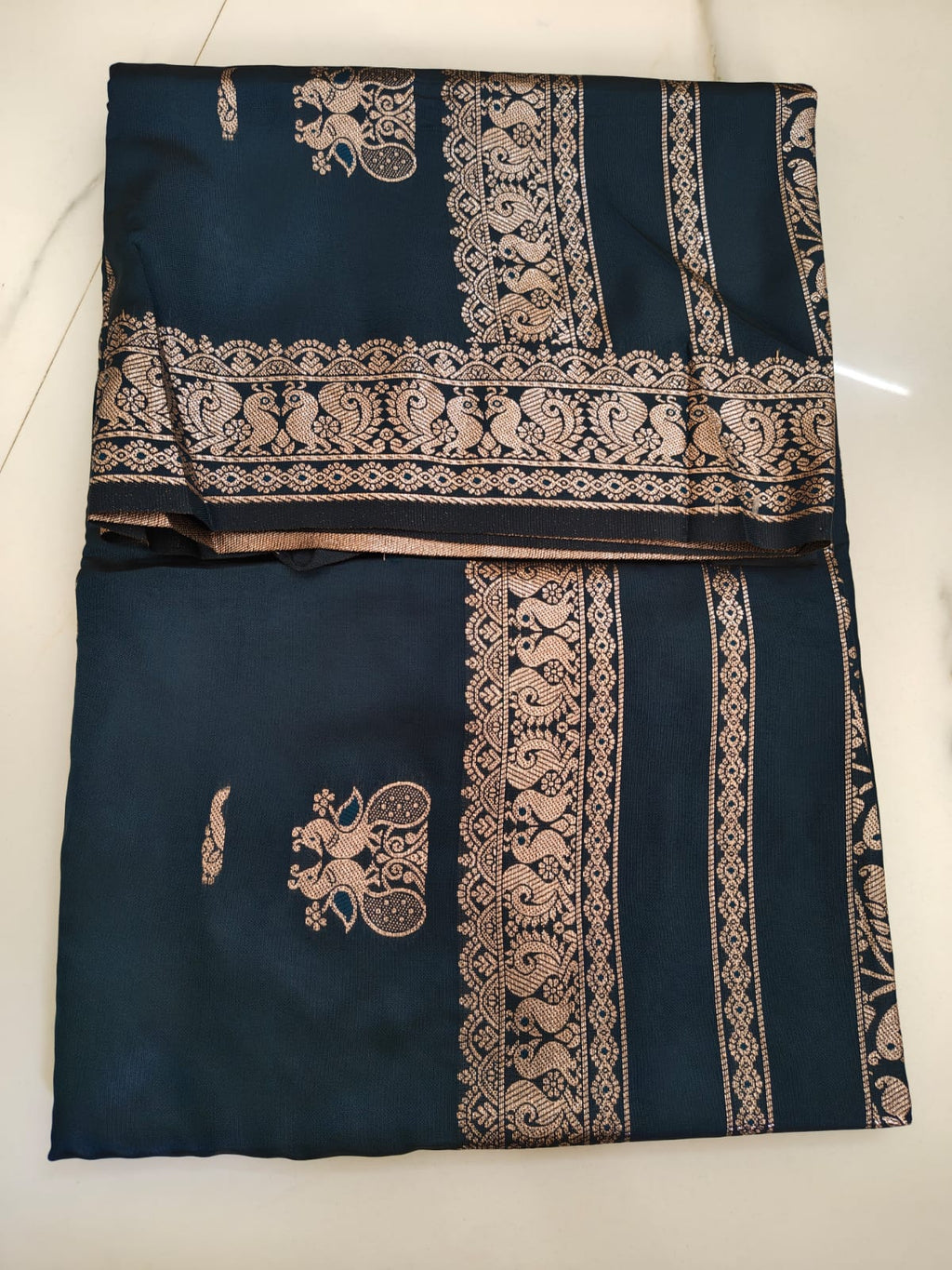 Royal Teal Peshwai Silk Saree