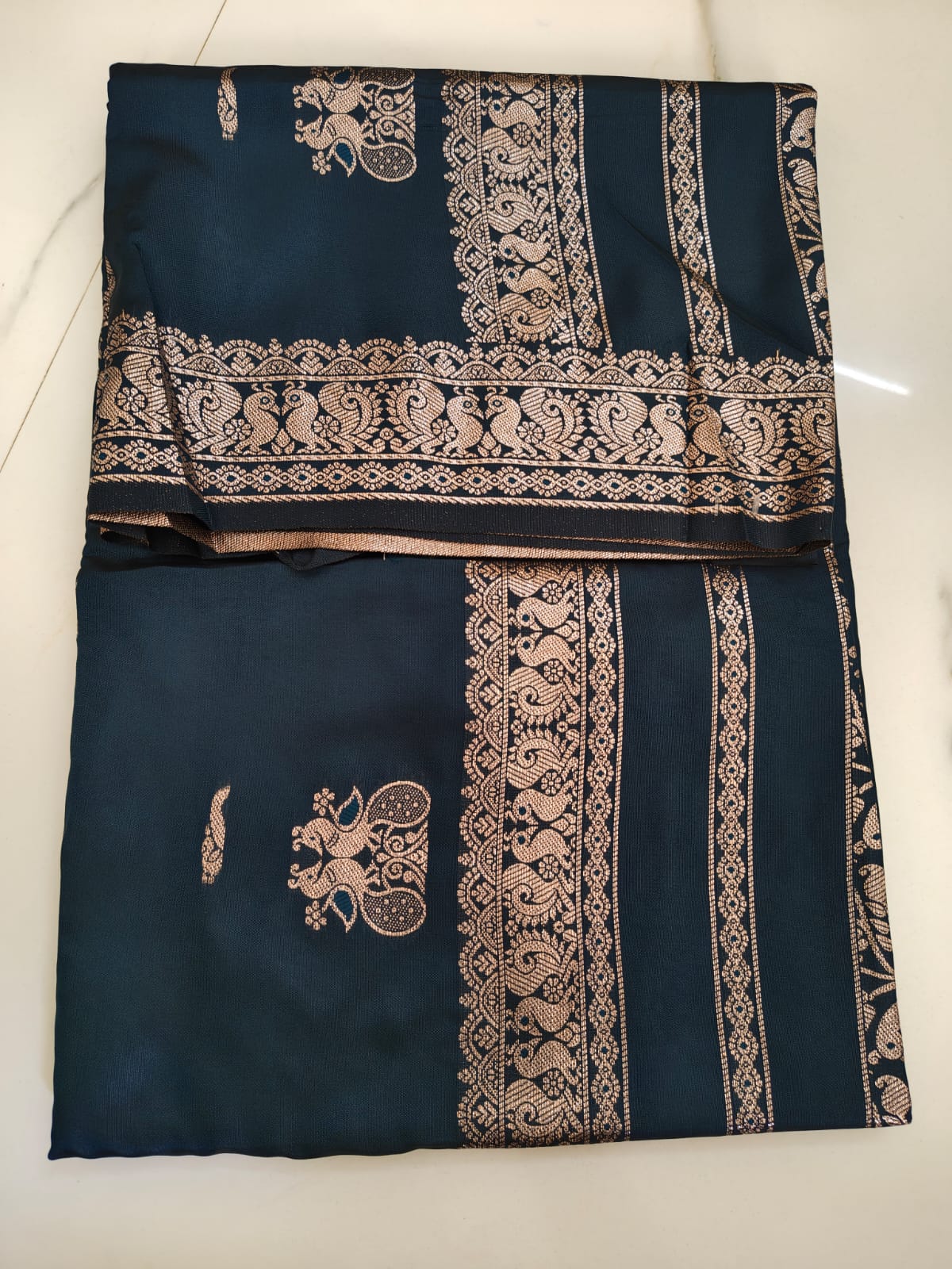 Royal Teal Peshwai Silk Saree