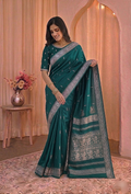 Royal Teal Peshwai Silk Saree