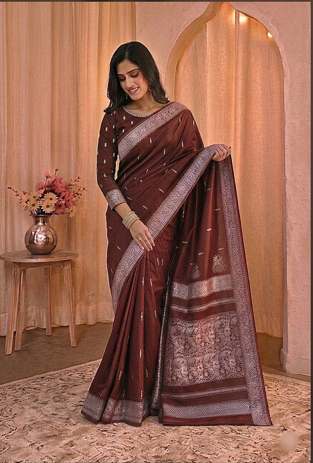 Royal Teal Peshwai Silk Saree