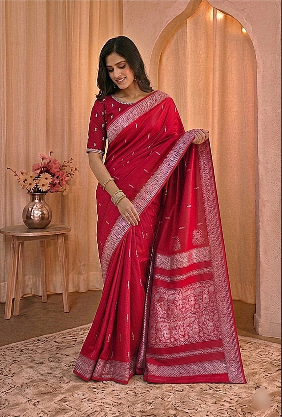 Royal Teal Peshwai Silk Saree
