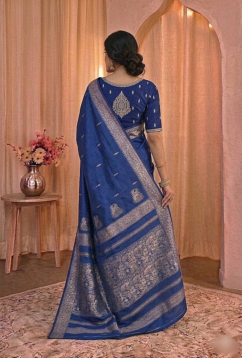 Royal Teal Peshwai Silk Saree