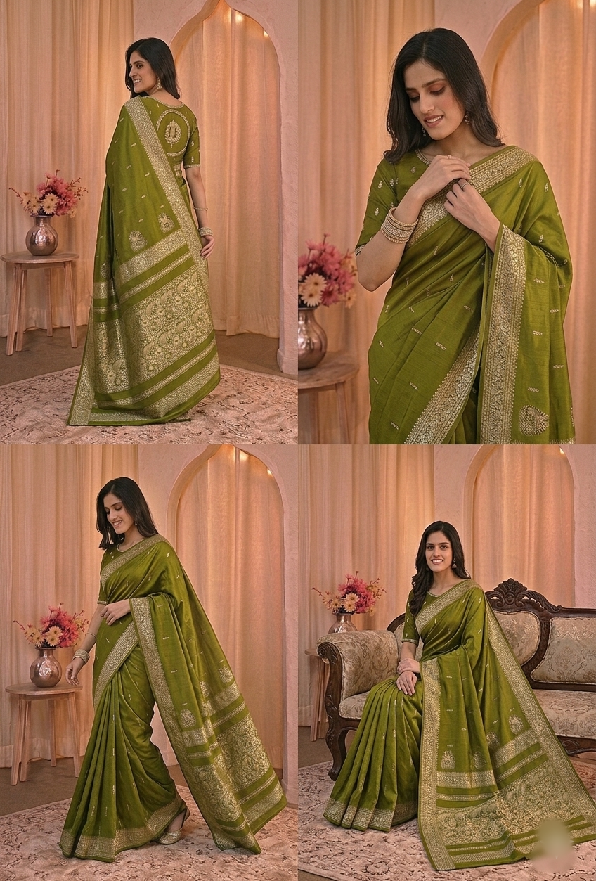 Royal Teal Peshwai Silk Saree