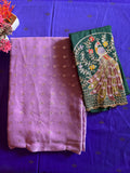 Lavender Luxe Chiffon Saree with Emerald Peacock Blouse