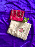 Pastel Cream Floral Embroidered Satin Silk Saree