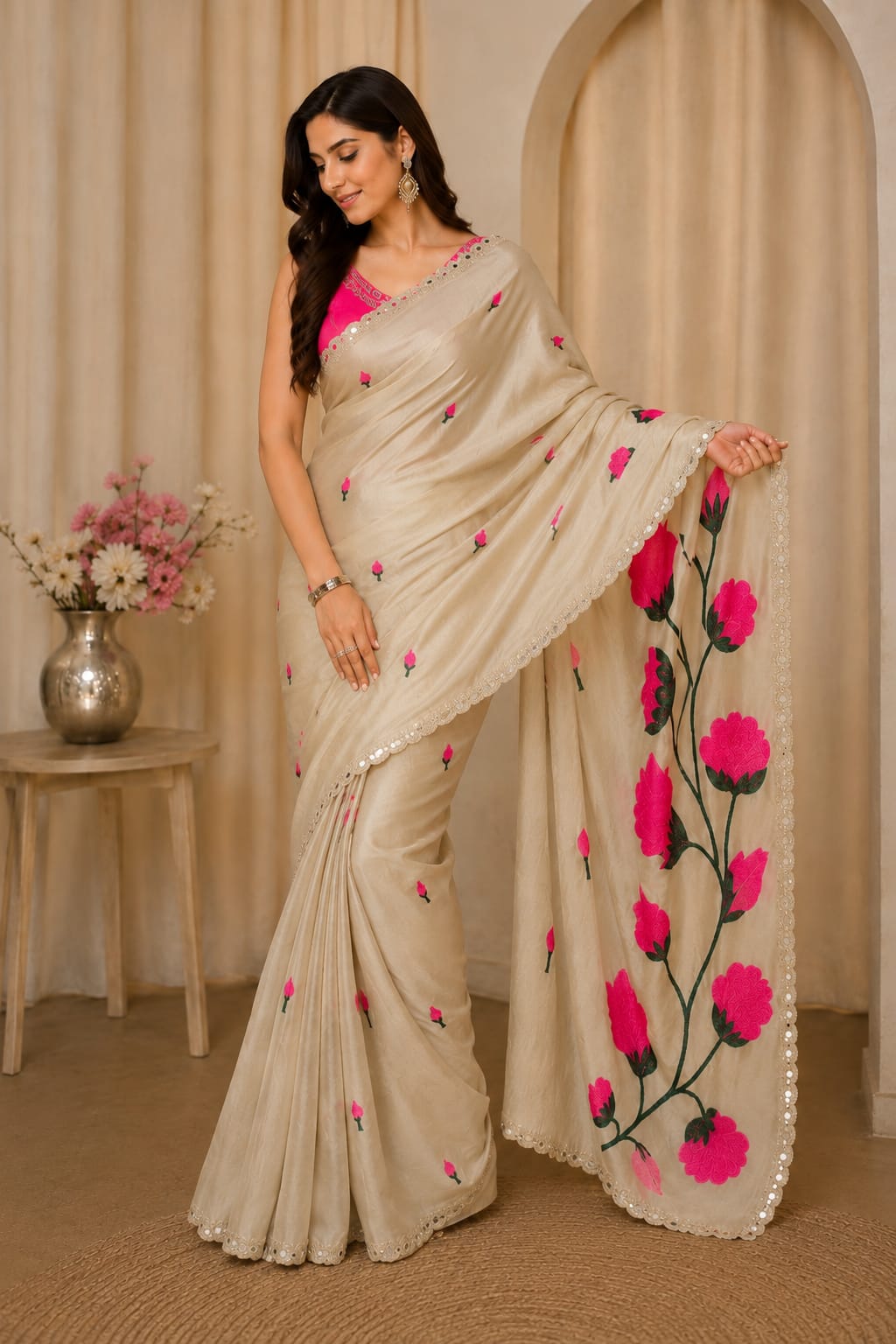 Nitya Intricate Floral Embroidered Saree