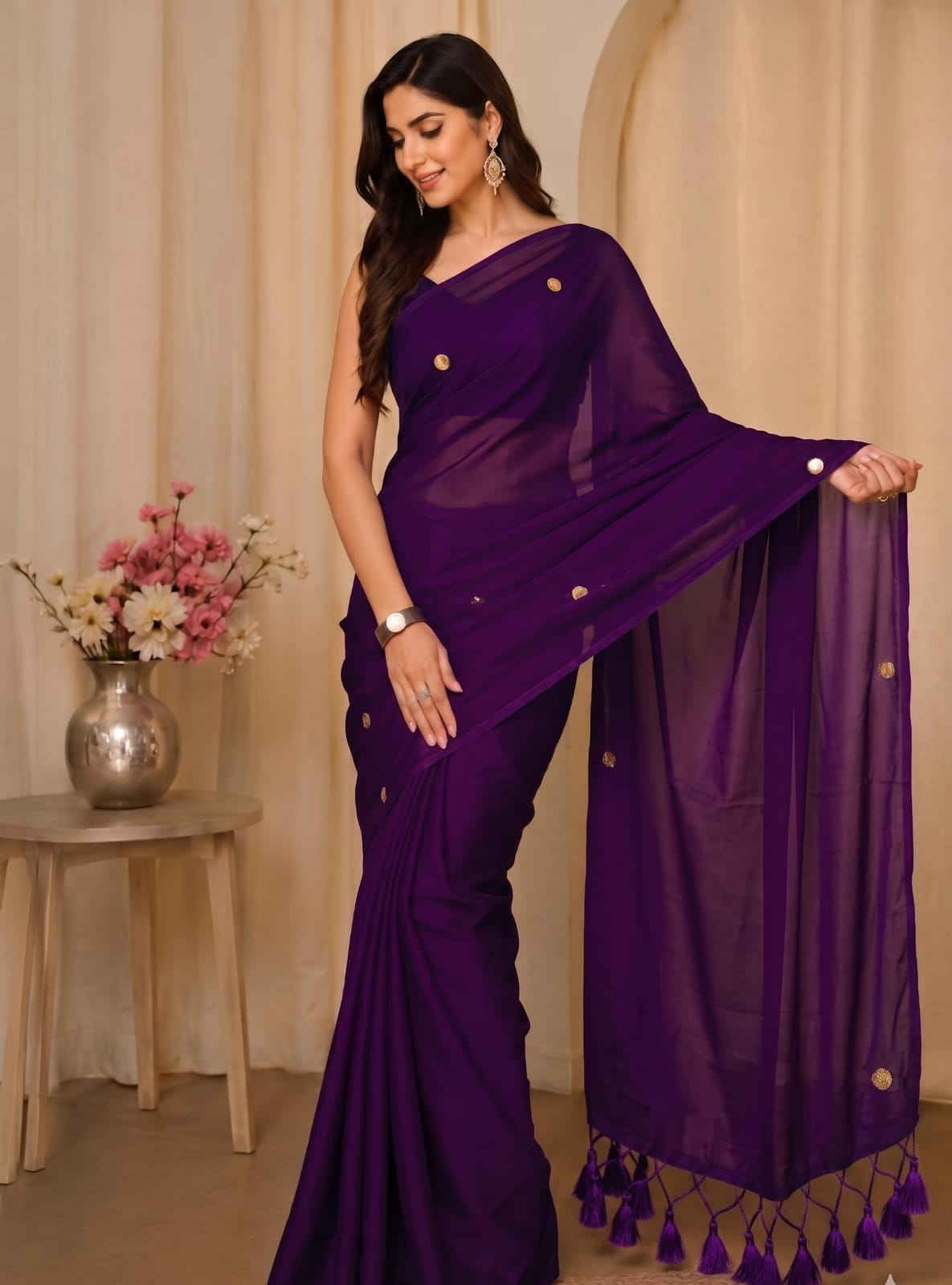 Purple -Advika Shimmering Tissue Silk Saree
