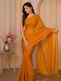 Mustard Yellow- Advika Shimmering Tissue Silk Saree