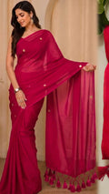 Pink - Advika Shimmering Tissue Silk Saree