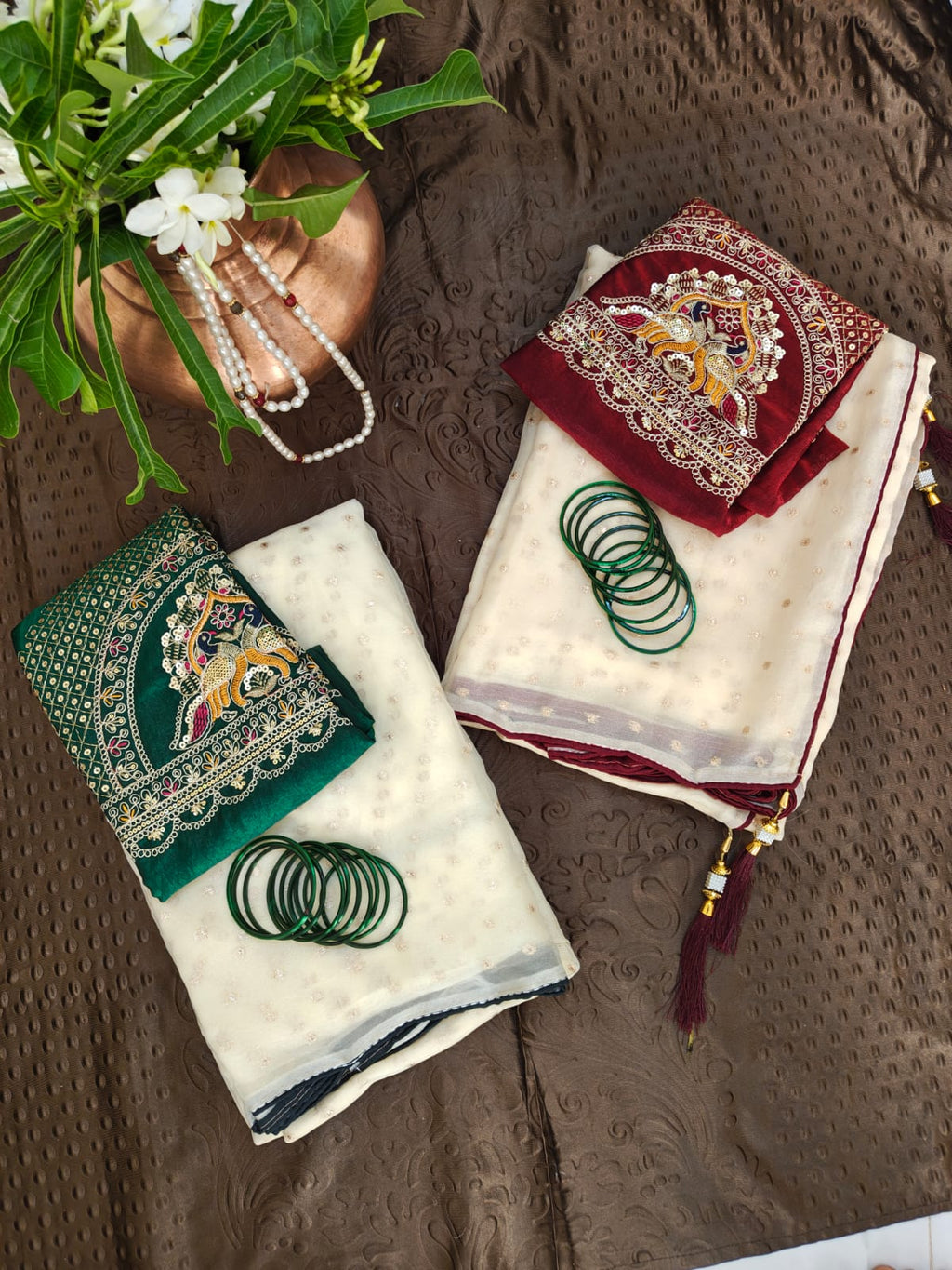 Premium Off- White Organza Saree