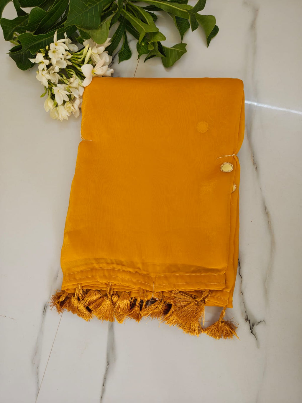 Mustard Yellow- Advika Shimmering Tissue Silk Saree
