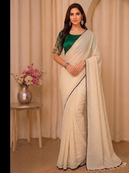 Miraya Traditional Off-White Organza Saree