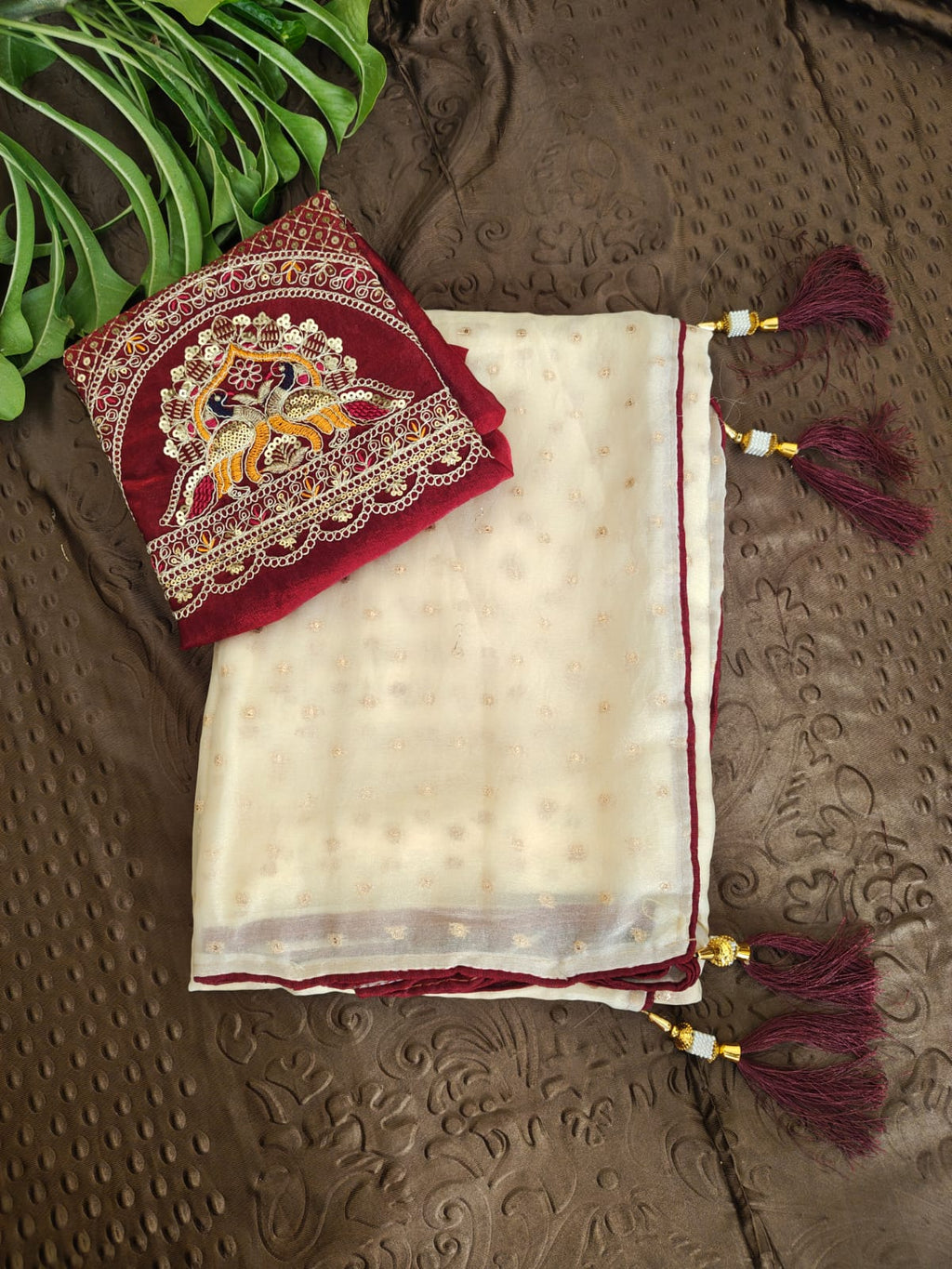 Premium Off- White Organza Saree