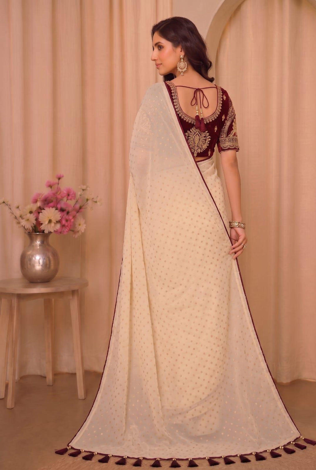Premium Off- White Organza Saree