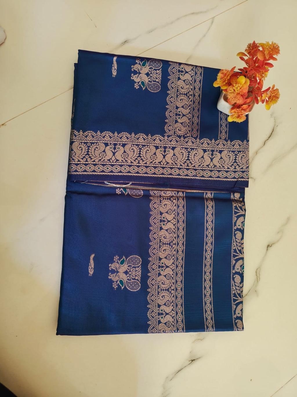 Royal Teal Peshwai Silk Saree