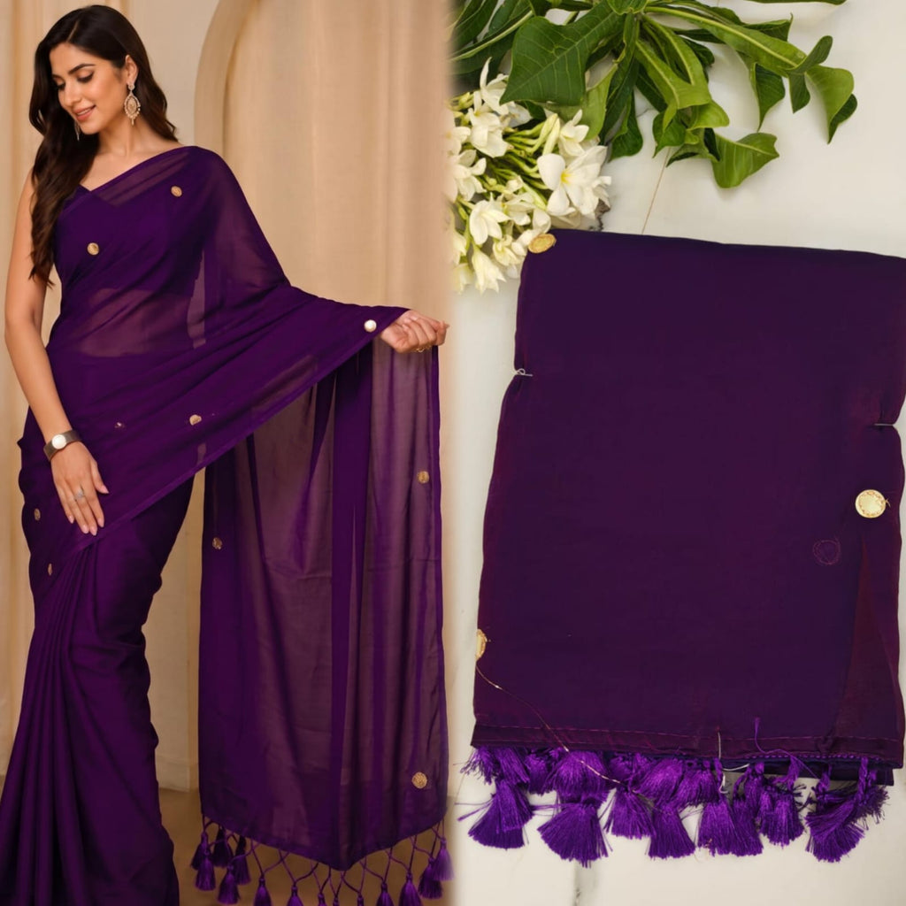 Purple -Advika Shimmering Tissue Silk Saree